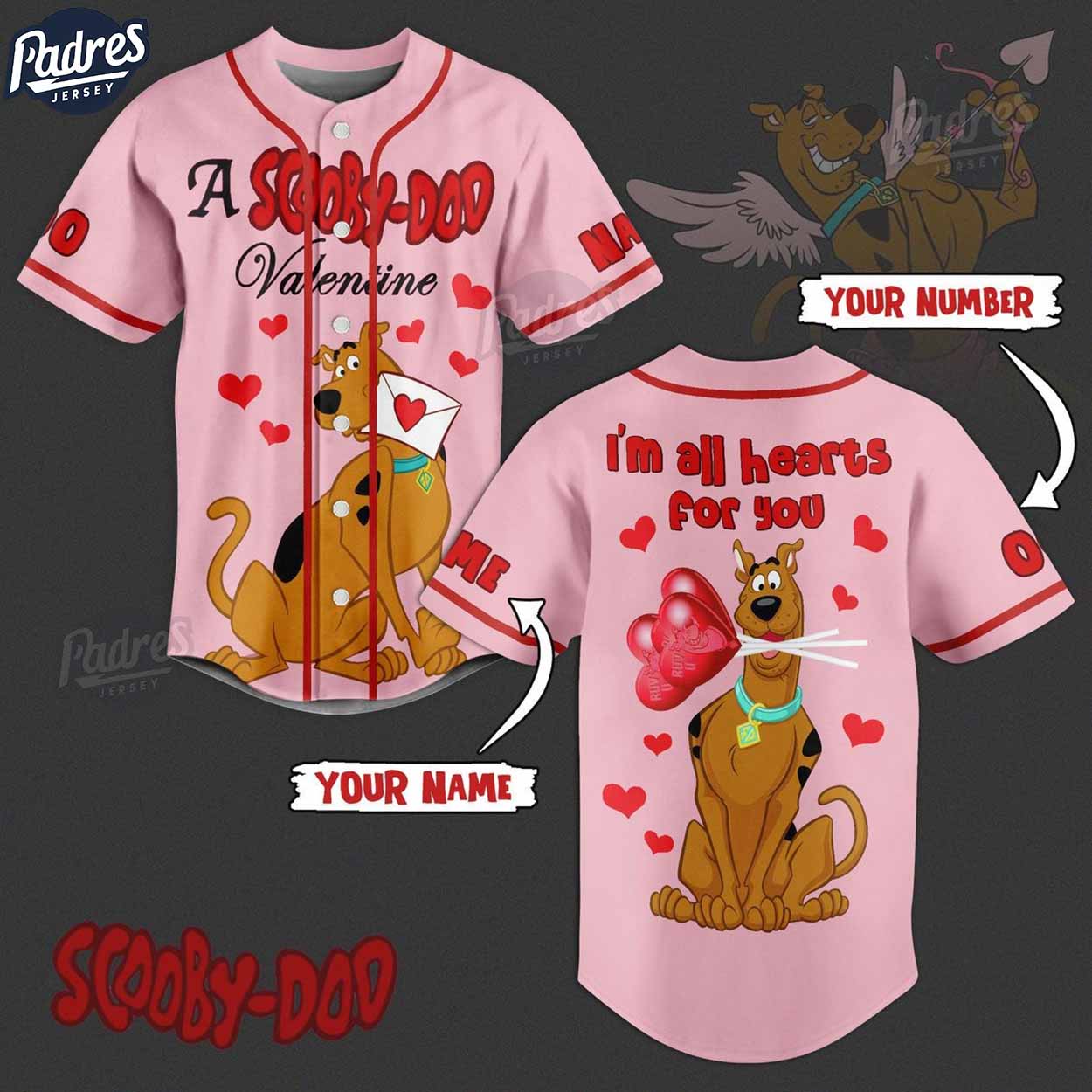 Custom Happy Valentine Scooby-Doo Baseball Jersey - Padres Jersey Oasis: Elevate Your Baseball Style Game
