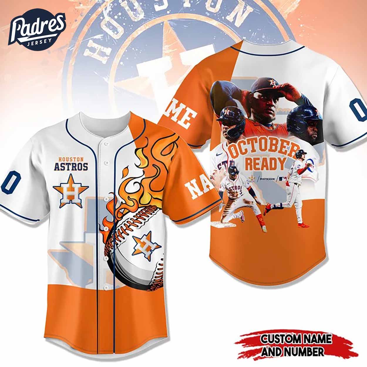 Custom Houston Astros October Ready Baseball Jersey Gifts - Padres Jersey Oasis: Elevate Your Baseball Style Game