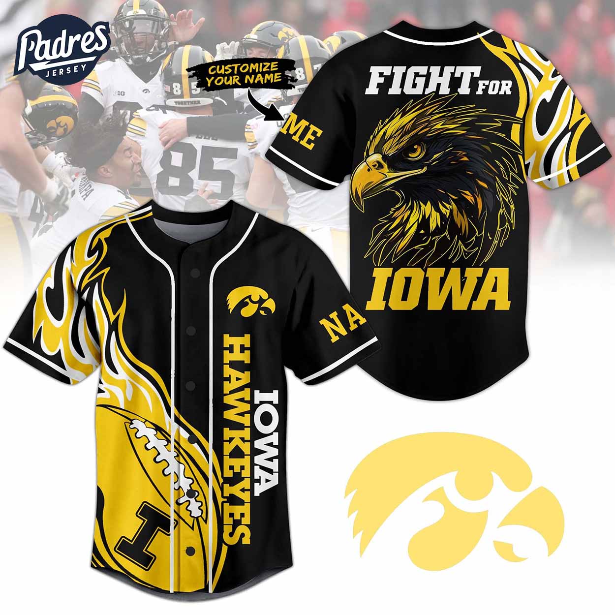 Custom Iowa Hawkeyes Football Baseball Jersey - Padres Jersey Oasis: Elevate Your Baseball Style Game