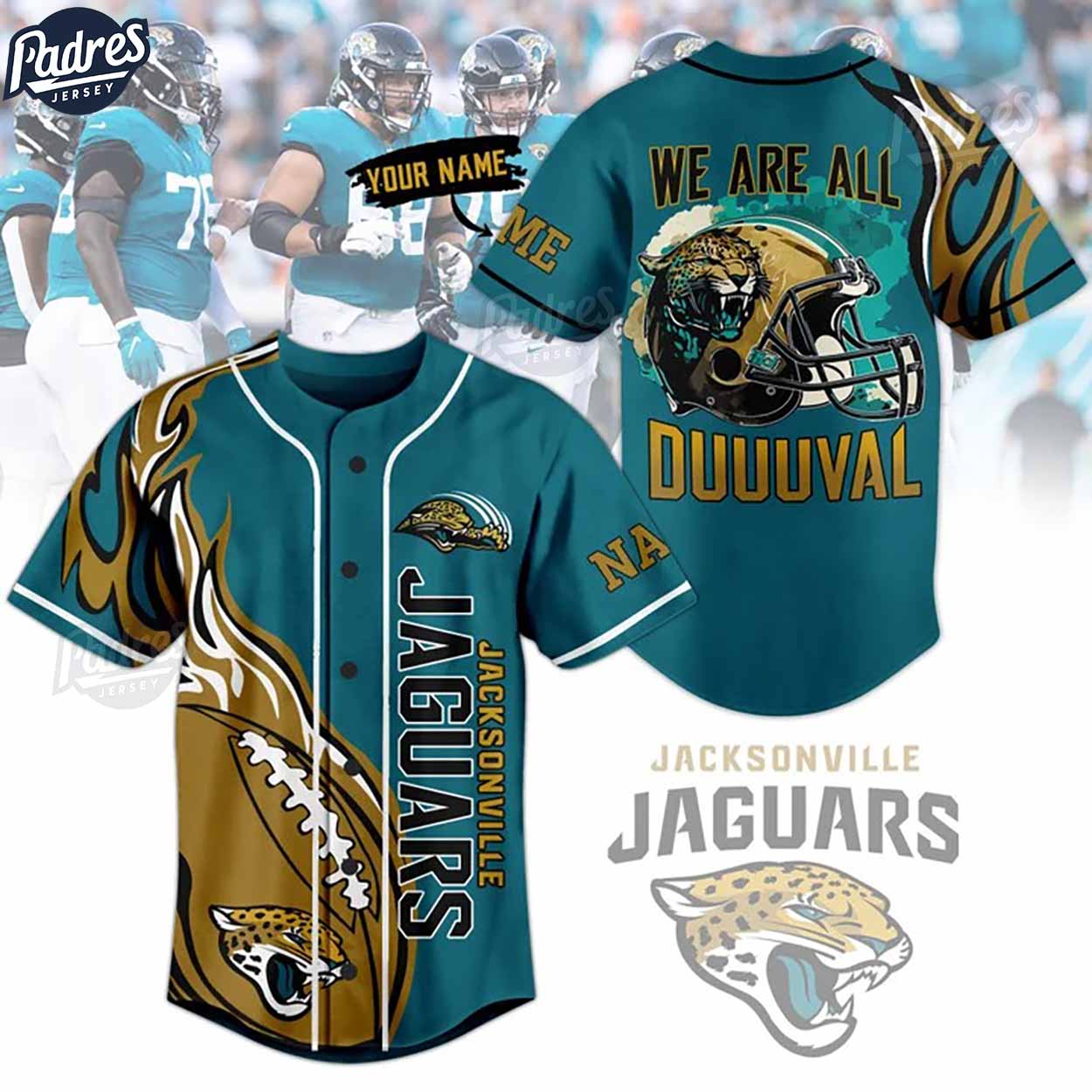 Custom Jacksonville Jaguars We Are Duuuval Baseball Jersey - Padres Jersey Oasis: Elevate Your Baseball Style Game