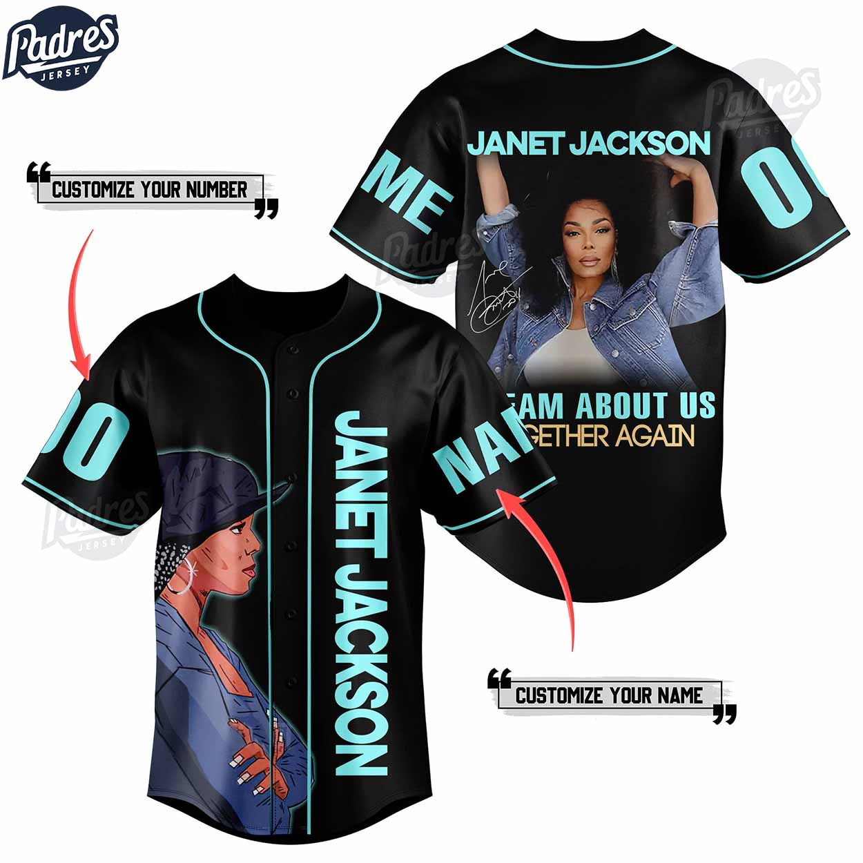 Custom Janet Jackson Together Again Baseball Jersey - Padres Jersey Oasis: Elevate Your Baseball Style Game