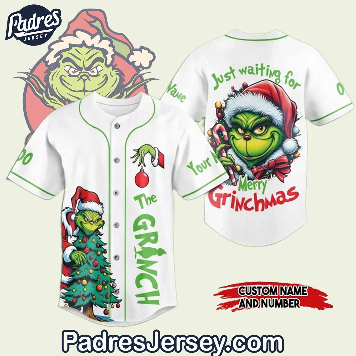 Custom Just waiting for Your Merry Grinchmas Baseball Jersey - Padres Jersey Oasis: Elevate Your Baseball Style Game