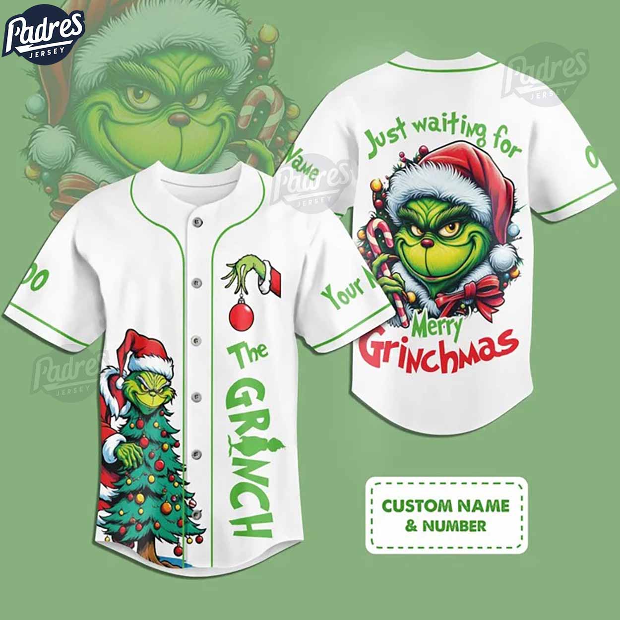 Custom Just waiting for Your Merry Grinchmas Baseball Jersey - Padres Jersey Oasis: Elevate Your Baseball Style Game