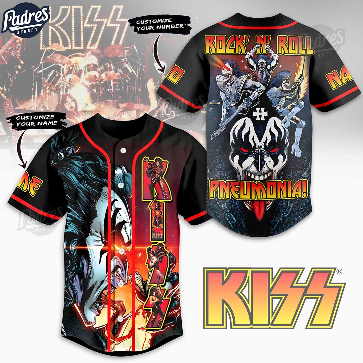 Custom Kiss Rock And Roll All Nite Baseball Jersey - Padres Jersey Oasis: Elevate Your Baseball Style Game