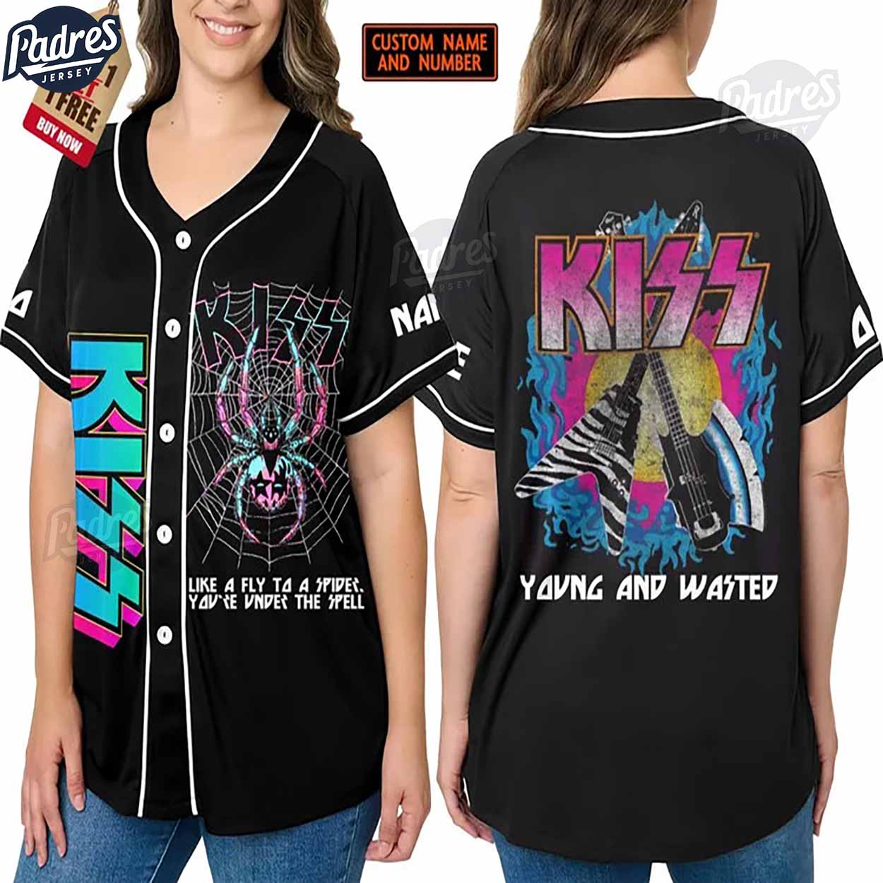 Custom Kiss Young And Wasted Baseball Jersey Style - Padres Jersey Oasis: Elevate Your Baseball Style Game
