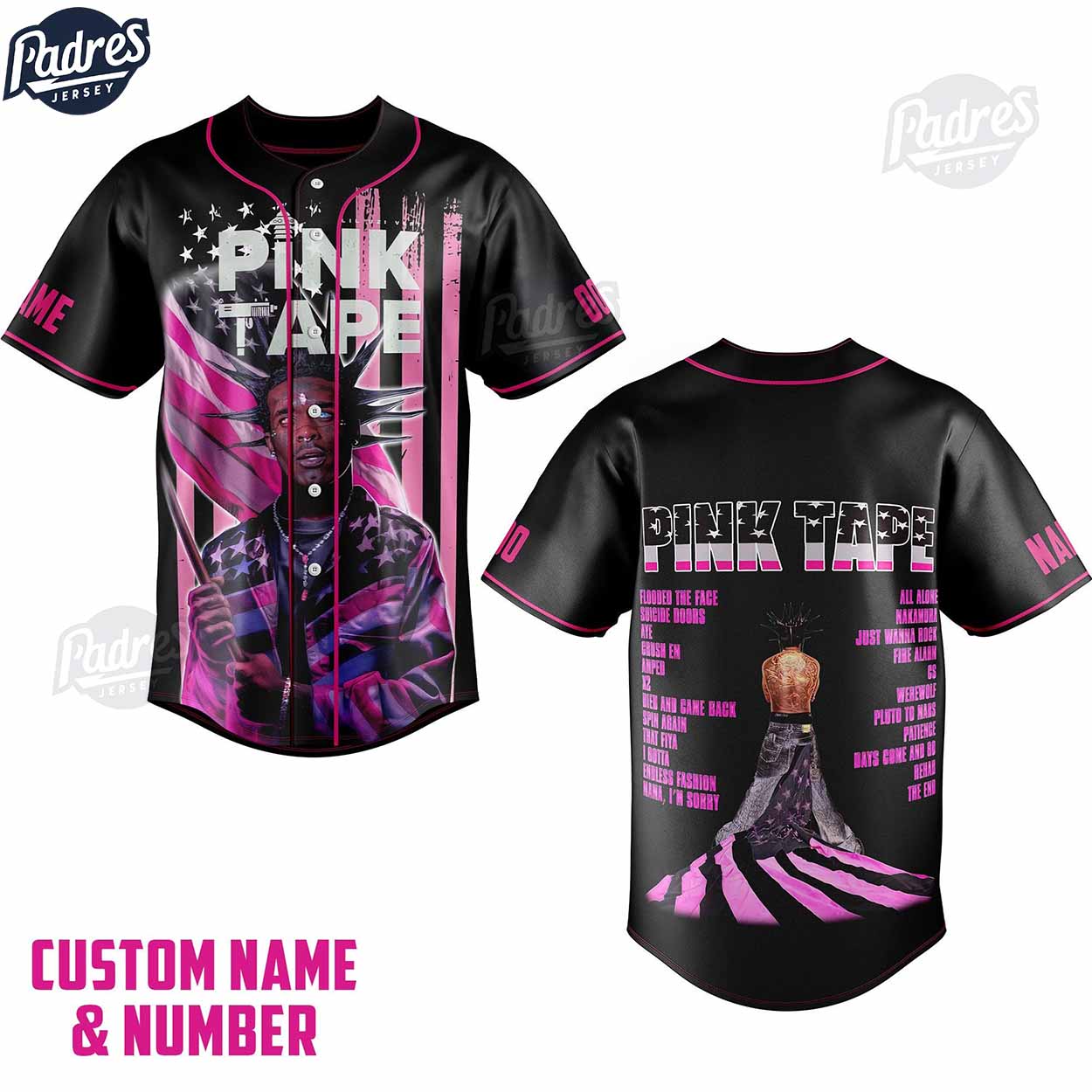 Custom Lil Uzi Vert Pink Tape Baseball Jersey - Padres Jersey Oasis: Elevate Your Baseball Style Game
