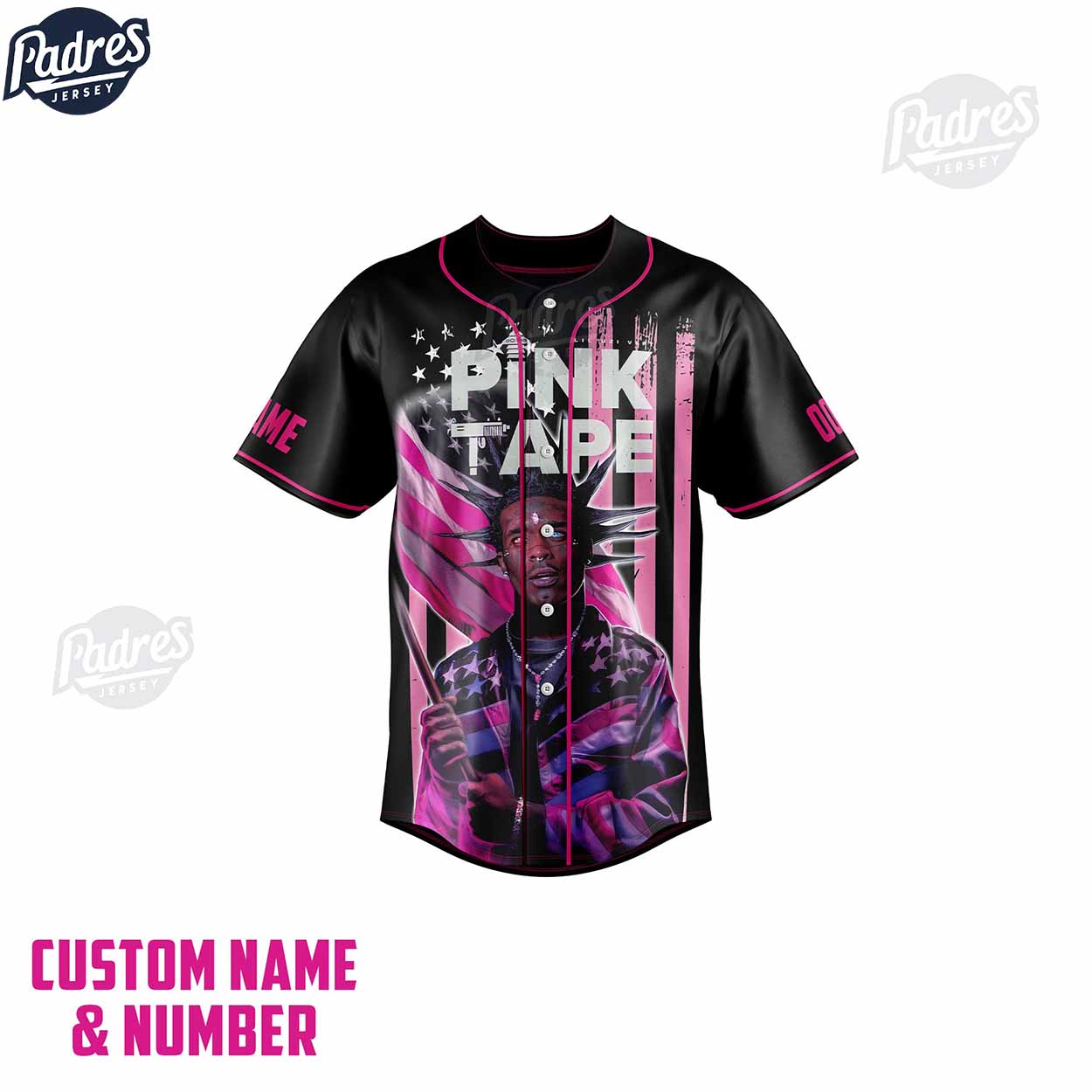 Custom Lil Uzi Vert Pink Tape Baseball Jersey - Padres Jersey Oasis: Elevate Your Baseball Style Game