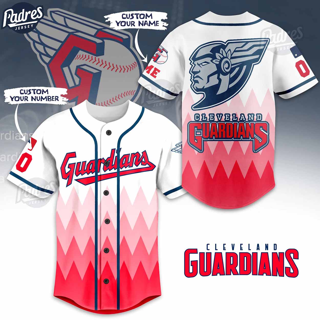 Custom MLB Logo Cleveland Guardian Baseball Jersey - Padres Jersey Oasis: Elevate Your Baseball Style Game
