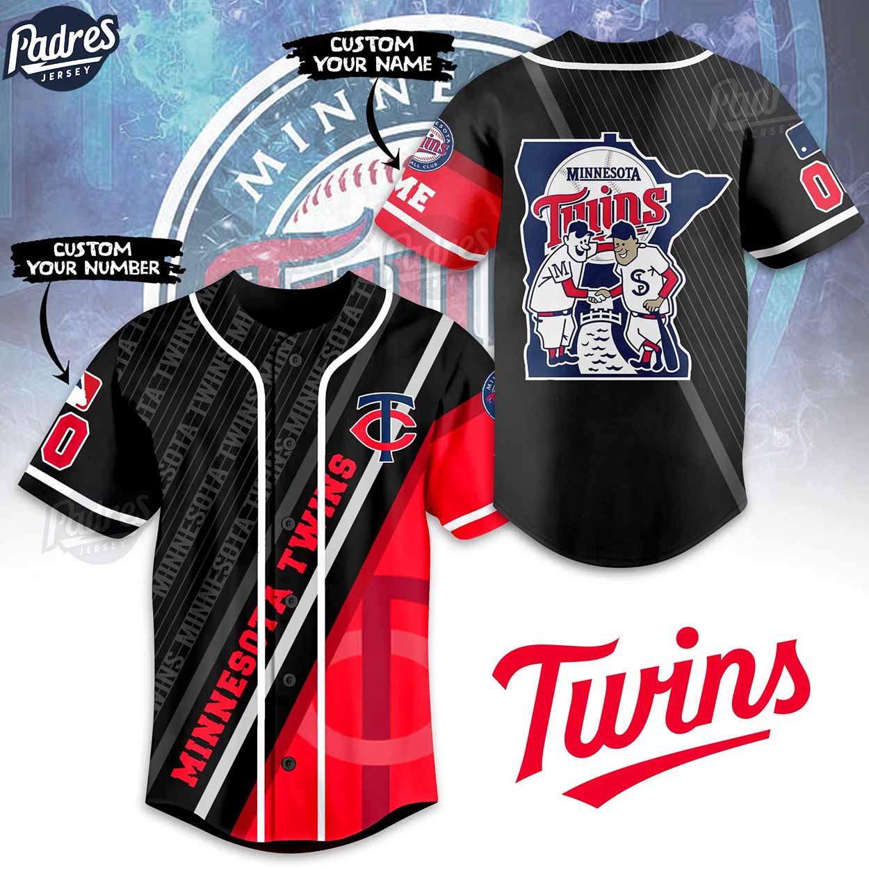 Custom MLB Minnesota Twins Black Baseball Jersey - Padres Jersey Oasis: Elevate Your Baseball Style Game