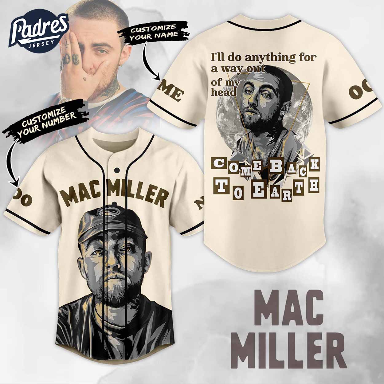 Custom Mac Miller Baseball Jersey Style - Padres Jersey Oasis: Elevate Your Baseball Style Game