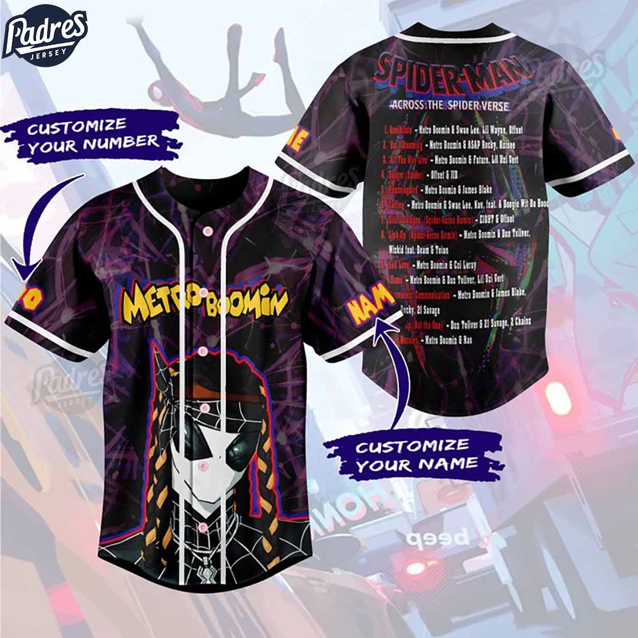 Custom Metro Boomin Spider-Man Baseball Jersey Style - Padres Jersey Oasis: Elevate Your Baseball Style Game