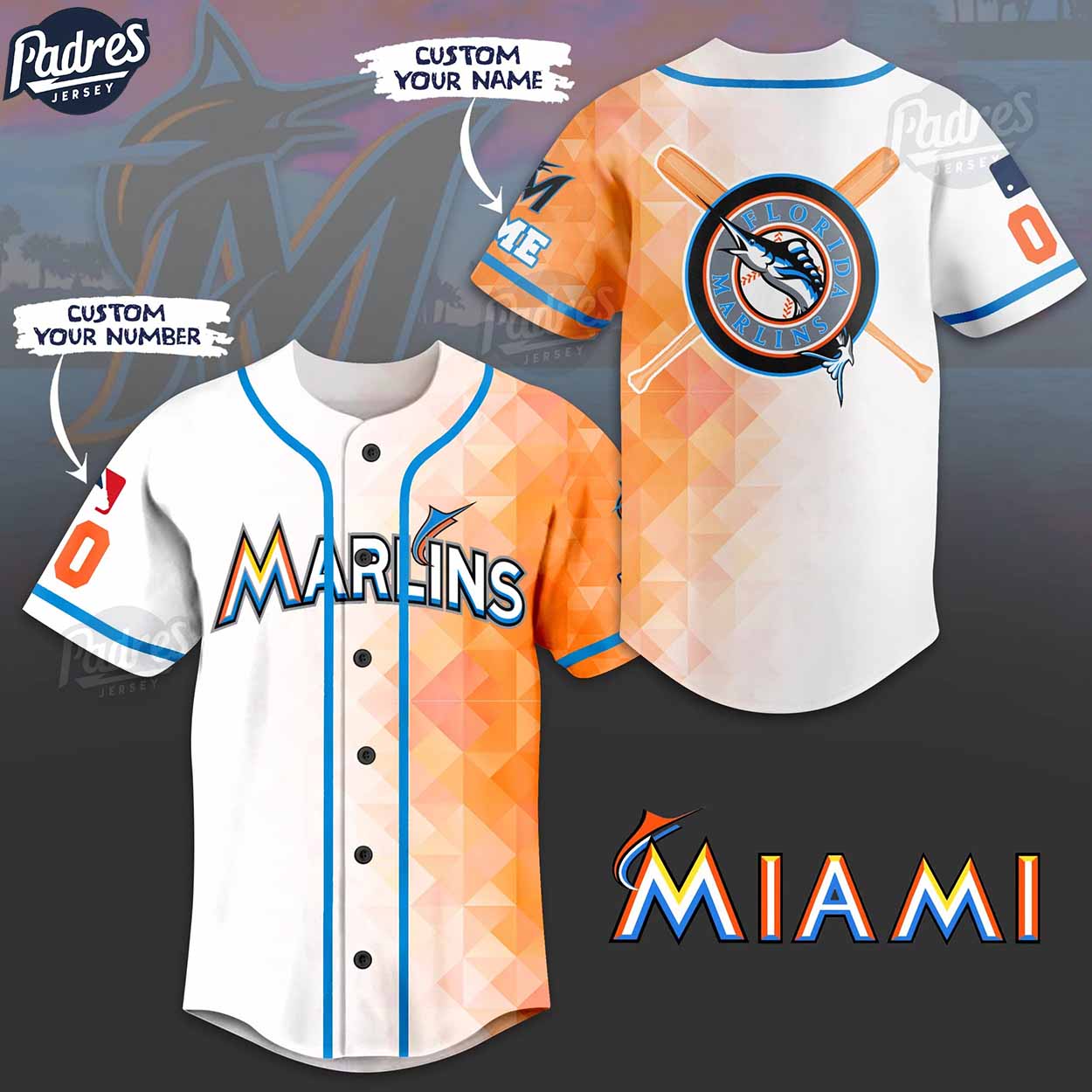 Custom Miami Marlins MLB Baseball Jersey - Padres Jersey Oasis: Elevate Your Baseball Style Game