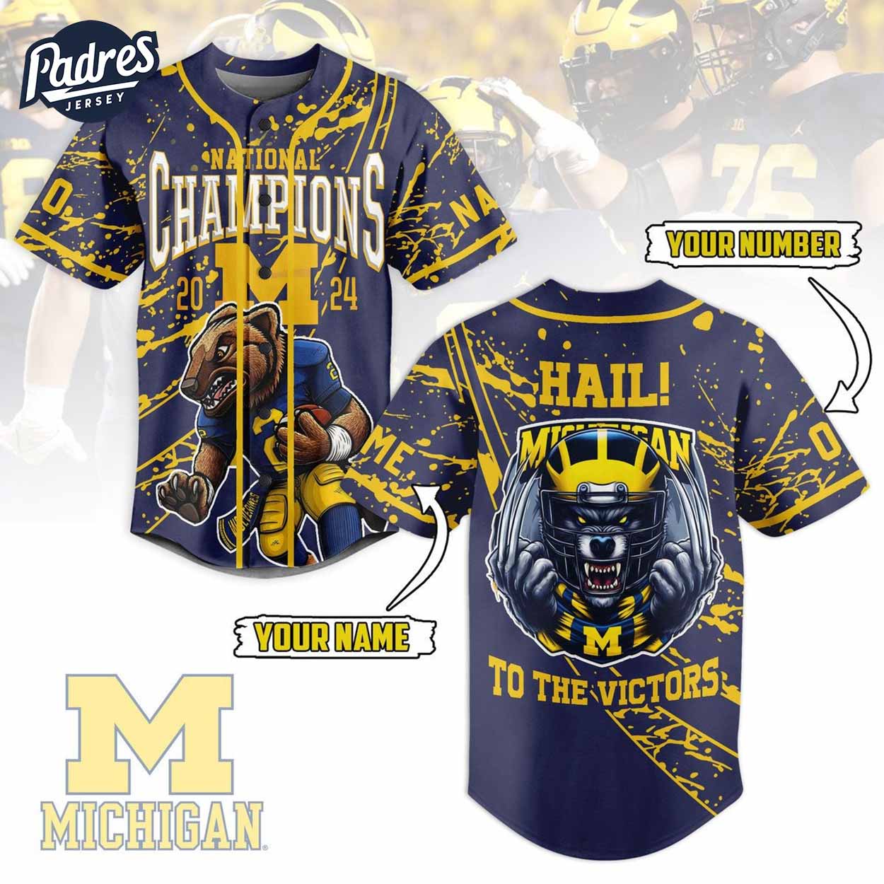 Custom Michigan Wolverines National Championship Football Baseball Jersey - Padres Jersey Oasis: Elevate Your Baseball Style Game