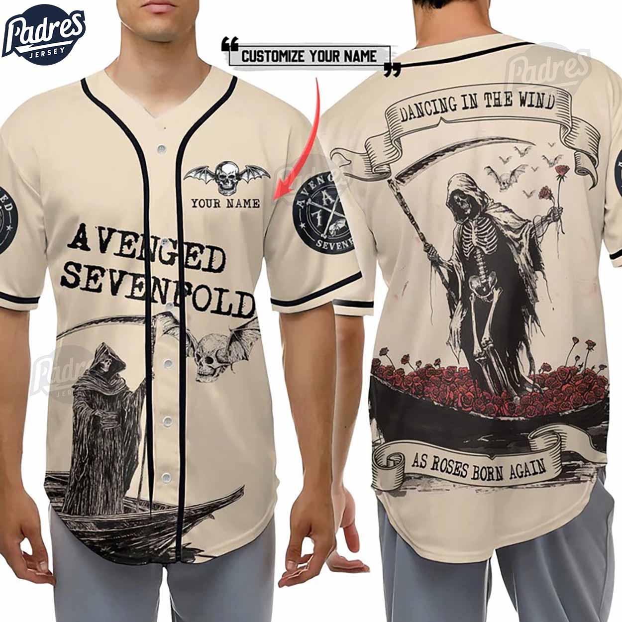 Custom Music Avenged Sevenfold Facing The Wind Baseball Jersey Style - Padres Jersey Oasis: Elevate Your Baseball Style Game