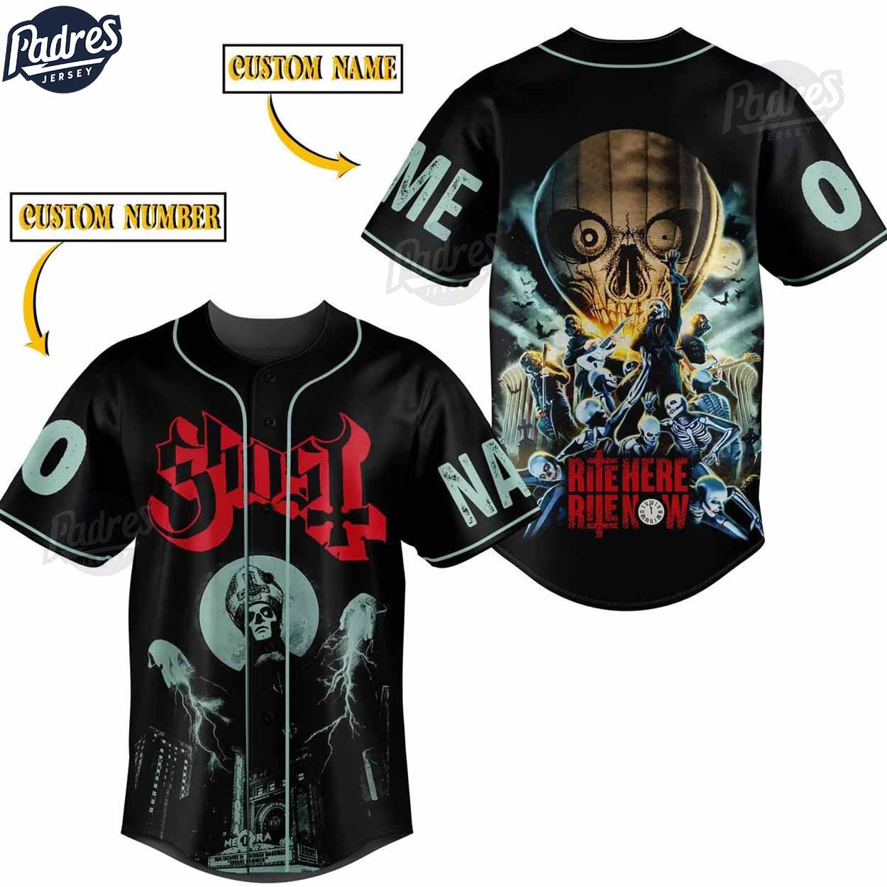Custom Music Ghost Black Baseball Jersey Style - Padres Jersey Oasis: Elevate Your Baseball Style Game