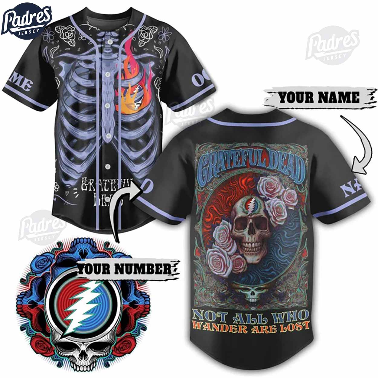Custom Music Grateful Dead Baseball Jersey - Padres Jersey Oasis: Elevate Your Baseball Style Game