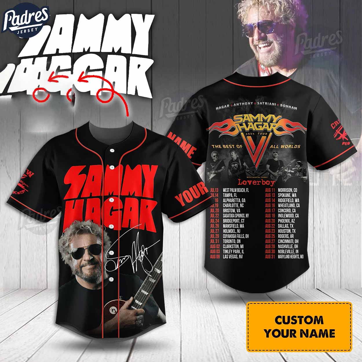 Custom Music Sammy Hagar Baseball Jersey Style - Padres Jersey Oasis: Elevate Your Baseball Style Game