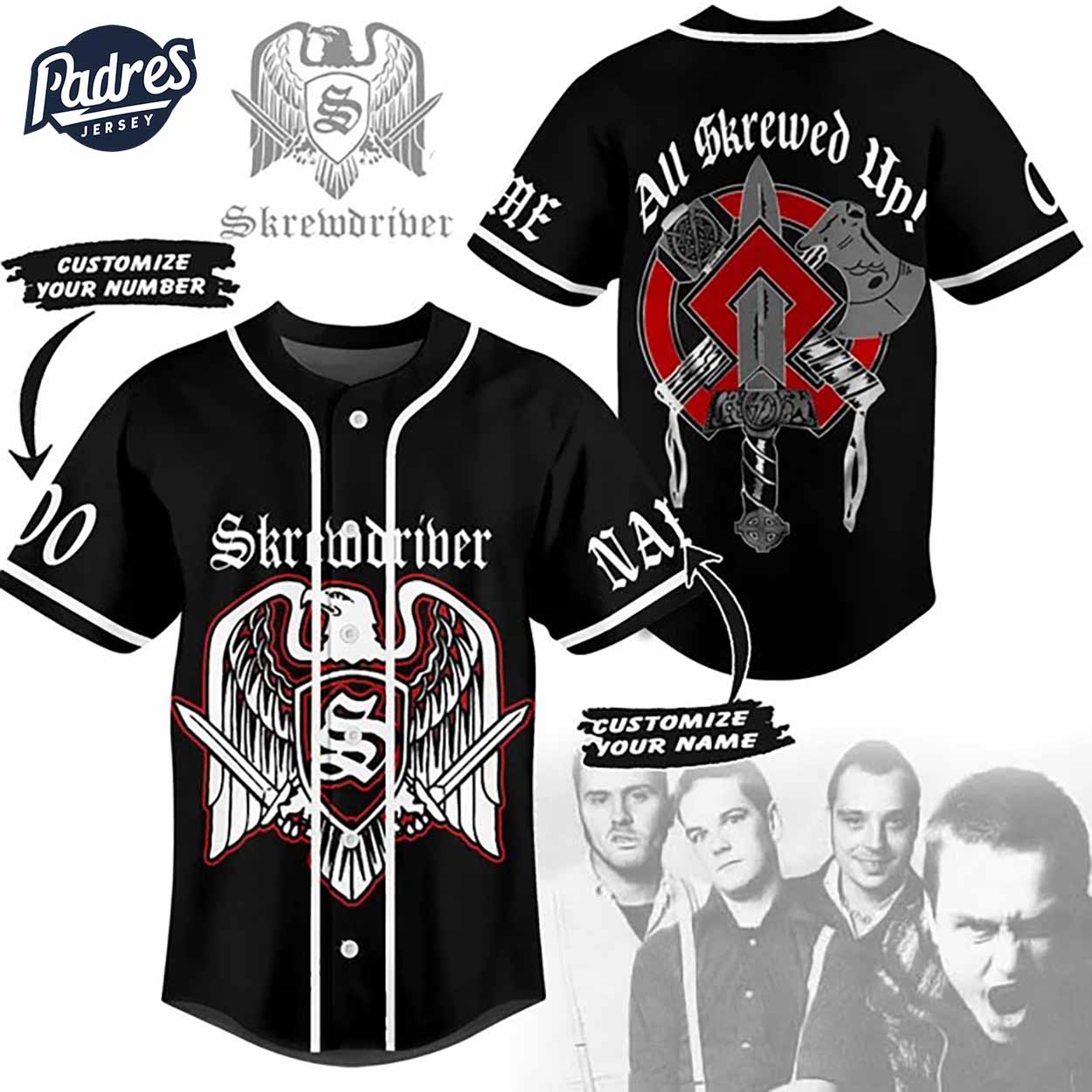 Custom Music Skrewdriver All Skrewed Up Baseball Jersey - Padres Jersey Oasis: Elevate Your Baseball Style Game