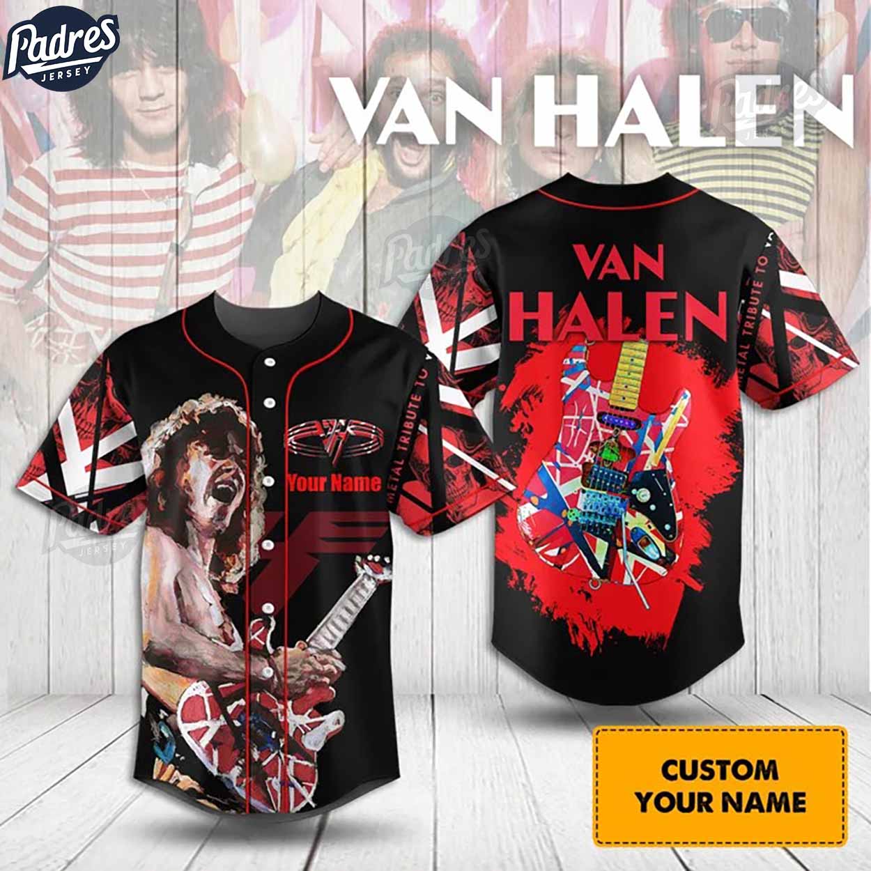 Custom Music Van Halen Baseball Jersey Style - Padres Jersey Oasis: Elevate Your Baseball Style Game