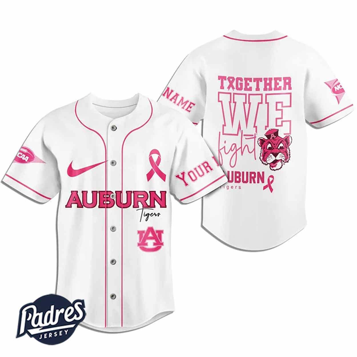 Custom NCAA Auburn Tigers Breast Cancer Baseball Jersey - Padres Jersey Oasis: Elevate Your Baseball Style Game