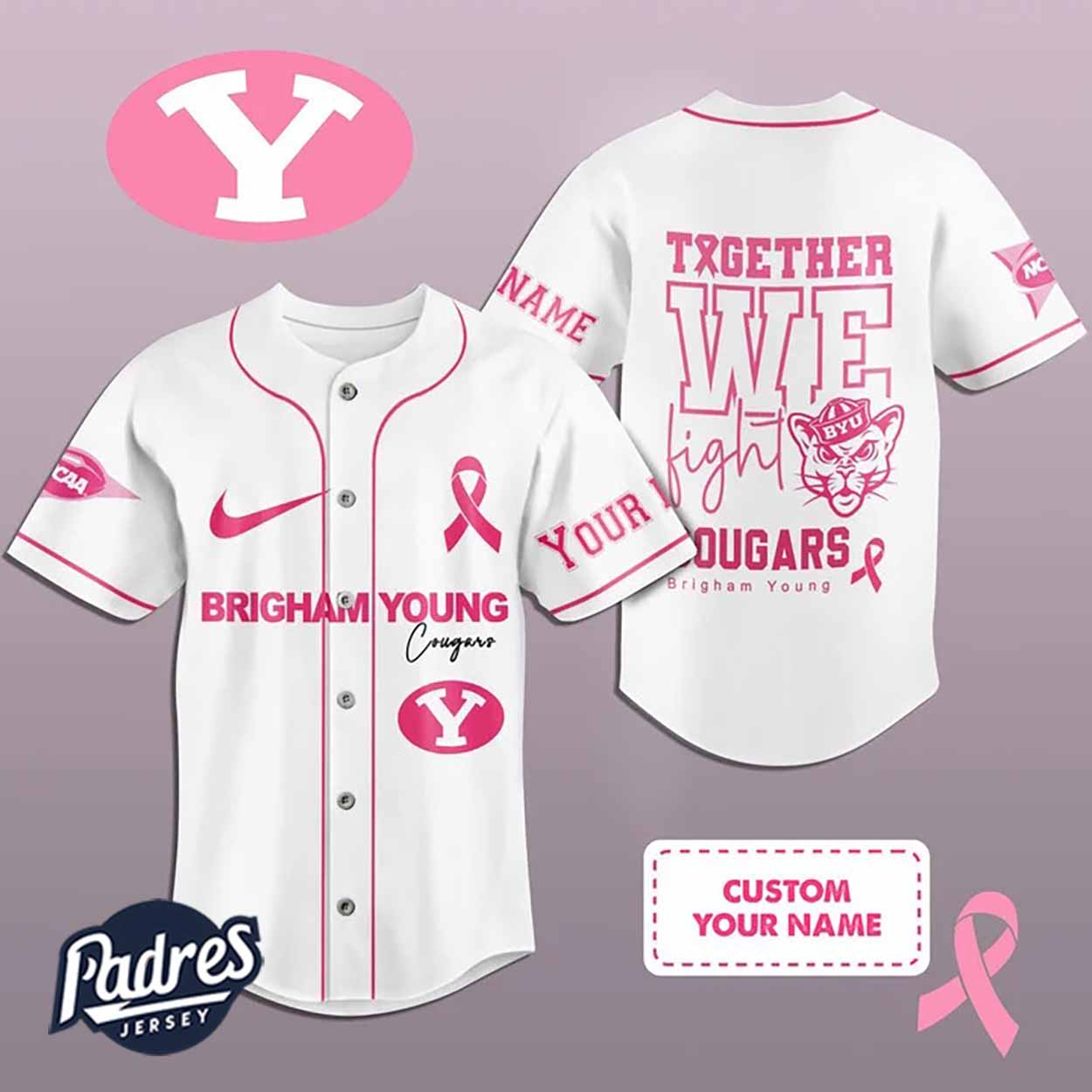 Custom NCAA BYU Cougars Breast Cancer Baseball Jersey - Padres Jersey Oasis: Elevate Your Baseball Style Game