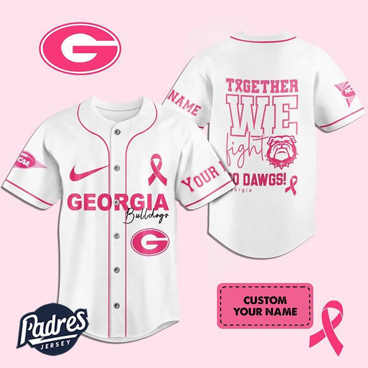 Custom NCAA Georgia Bulldogs Breast Cancer Baseball Jersey - Padres Jersey Oasis: Elevate Your Baseball Style Game