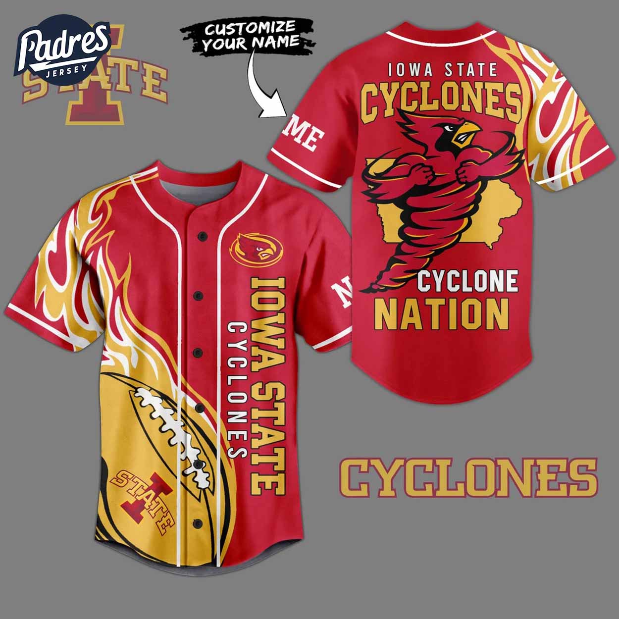 Custom NCAA Iowa State Cyclones Football Baseball Jersey - Padres Jersey Oasis: Elevate Your Baseball Style Game