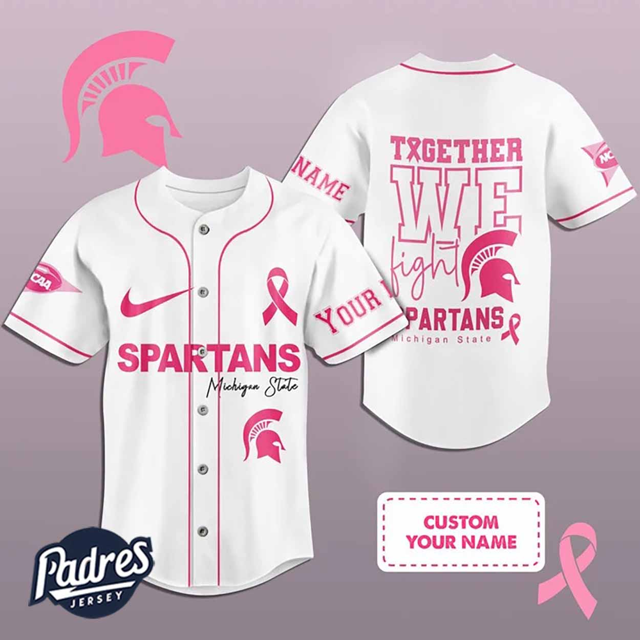 Custom NCAA Michigan State Spartans Breast Cancer Baseball Jersey - Padres Jersey Oasis: Elevate Your Baseball Style Game