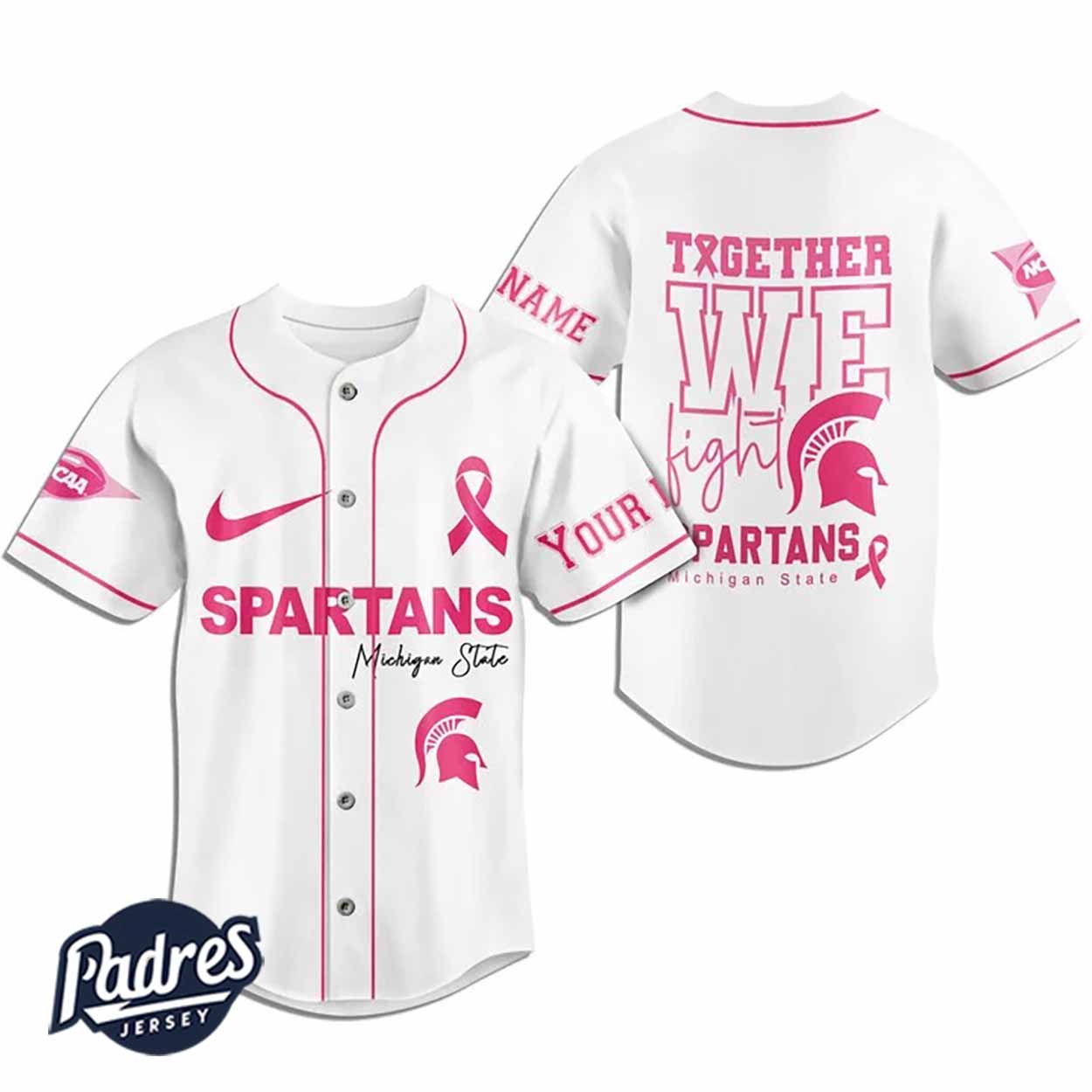Custom NCAA Michigan State Spartans Breast Cancer Baseball Jersey - Padres Jersey Oasis: Elevate Your Baseball Style Game
