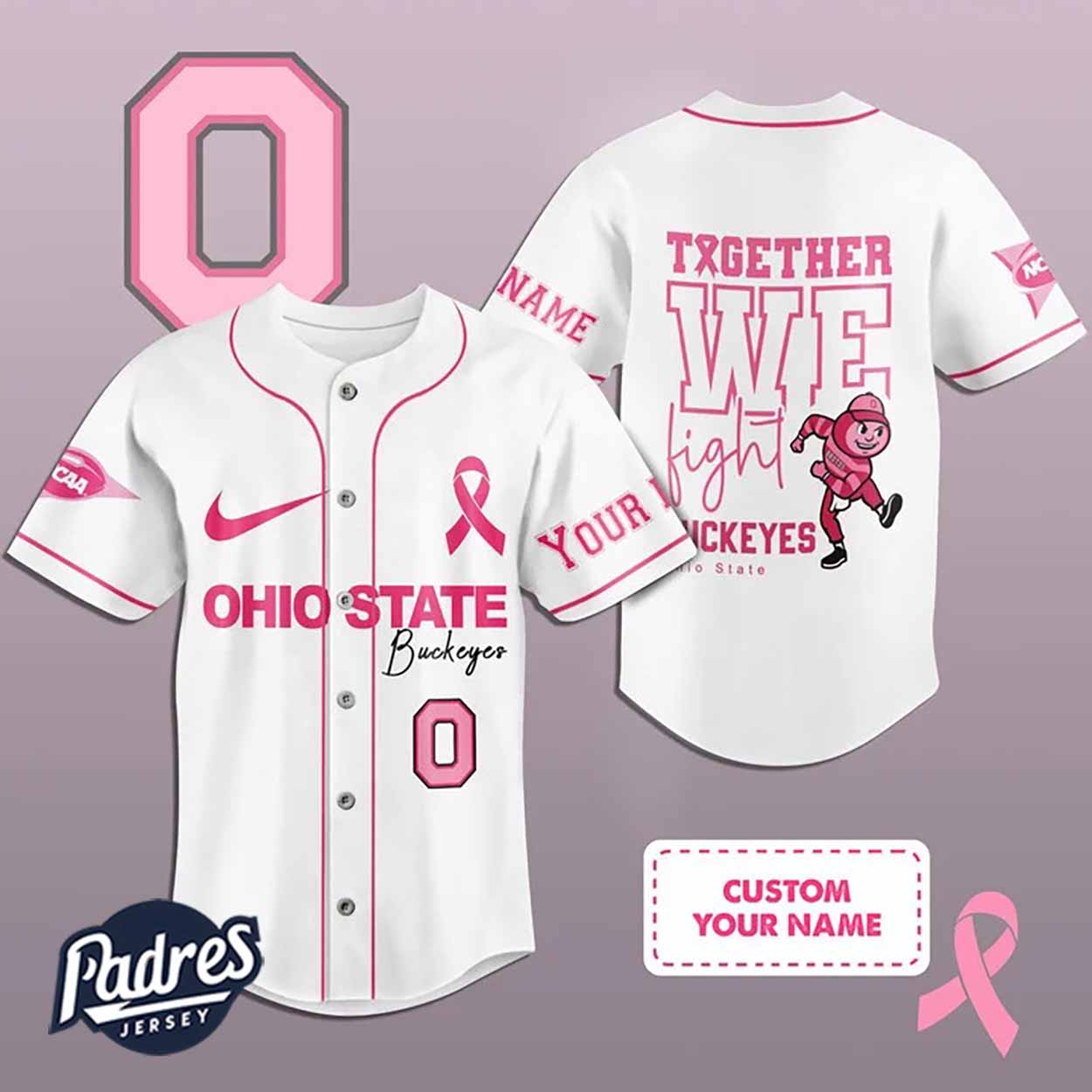 Custom NCAA Ohio State Buckeyes Breast Cancer Baseball Jersey - Padres Jersey Oasis: Elevate Your Baseball Style Game