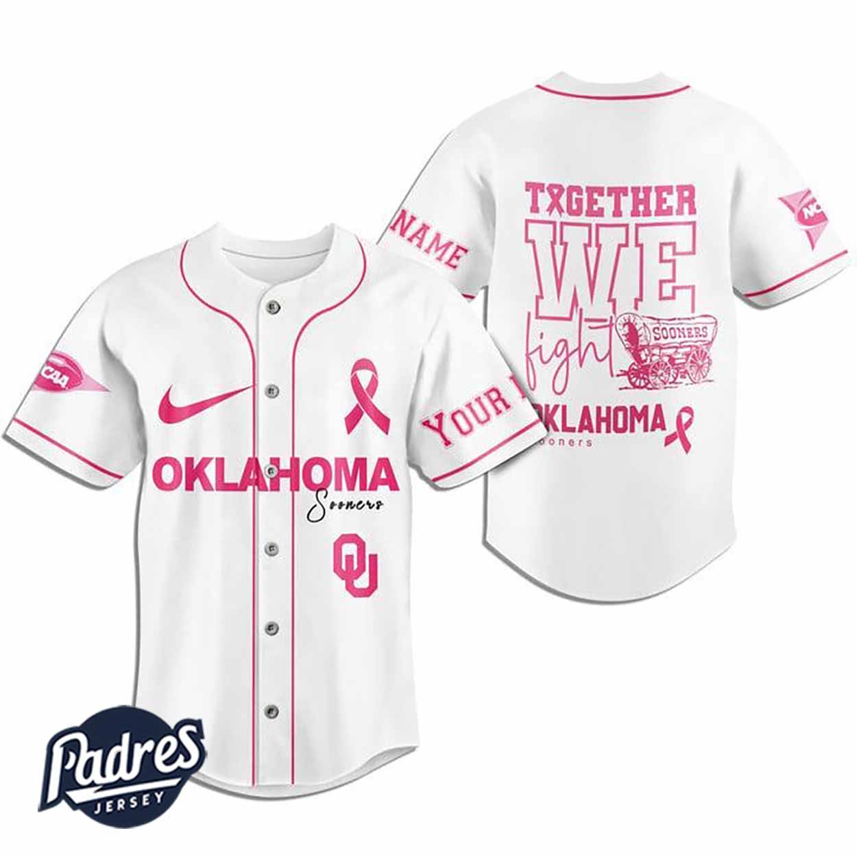 Custom NCAA Oklahoma Sooners Breast Cancer Baseball Jersey - Padres Jersey Oasis: Elevate Your Baseball Style Game
