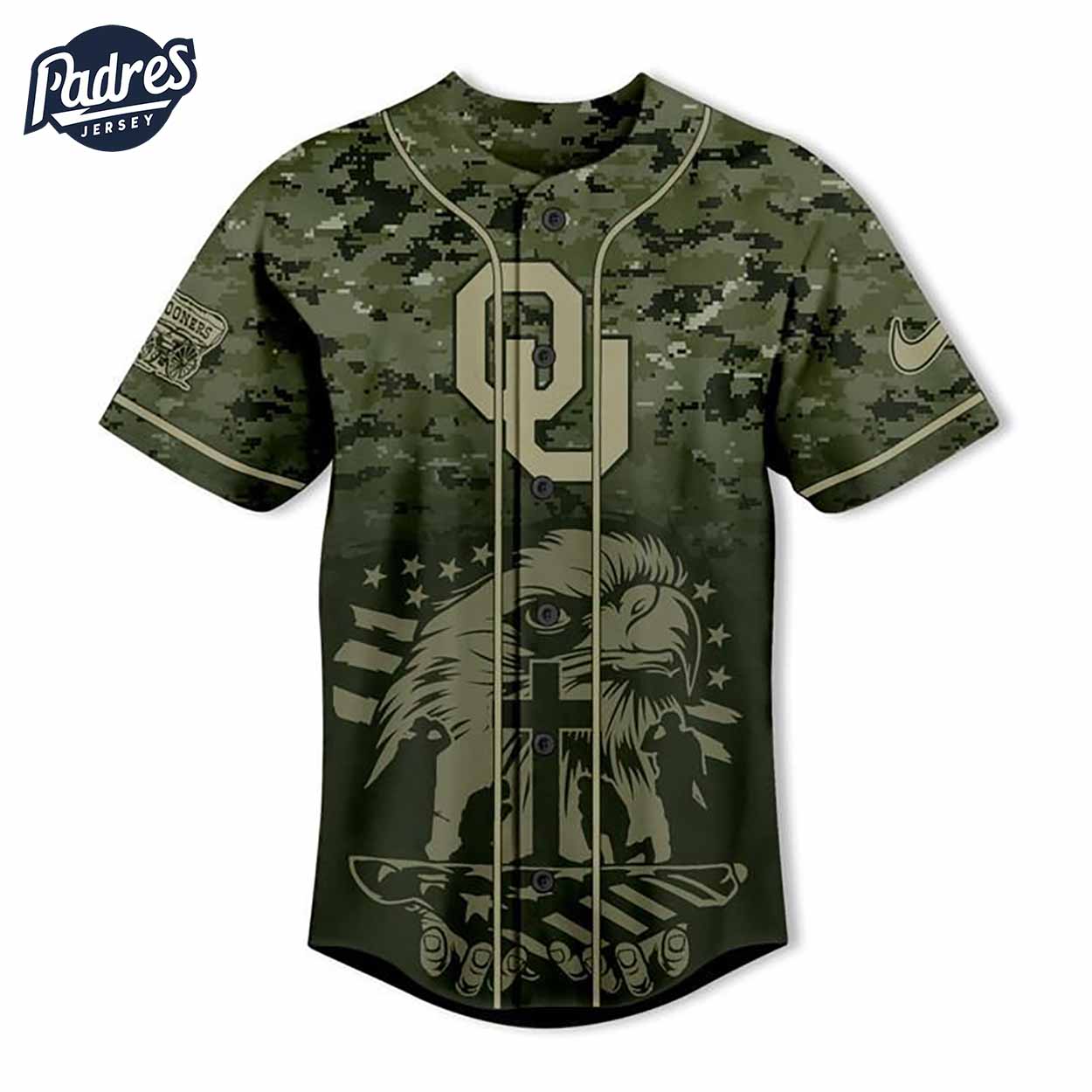 Custom NCAA Oklahoma Sooners Eagle Camo Baseball Jersey - Padres Jersey Oasis: Elevate Your Baseball Style Game