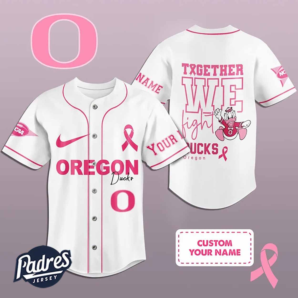 Custom NCAA Oregon Ducks Breast Cancer Baseball Jersey - Padres Jersey Oasis: Elevate Your Baseball Style Game