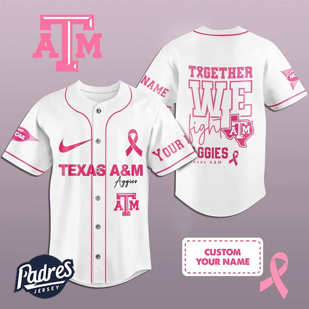 Custom NCAA Texas A&M Aggies Breast Cancer Baseball Jersey - Padres Jersey Oasis: Elevate Your Baseball Style Game