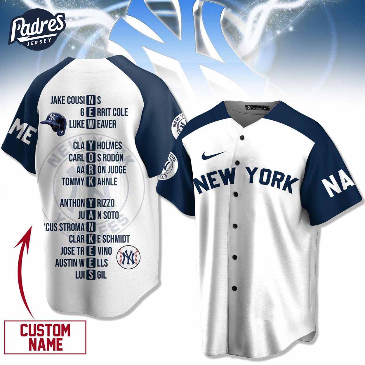 Custom Name New York Yankees 2024 MLB Baseball Jersey - Padres Jersey Oasis: Elevate Your Baseball Style Game