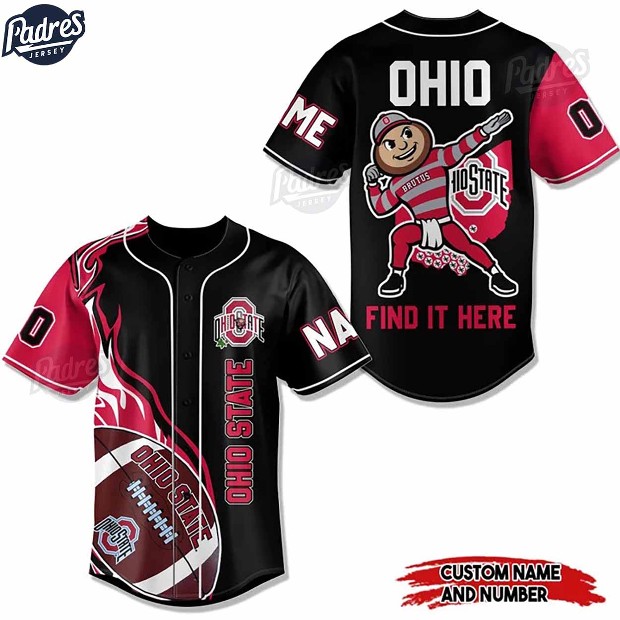 Custom Ohio State Buckeyes Football Black Baseball Jersey - Padres Jersey Oasis: Elevate Your Baseball Style Game