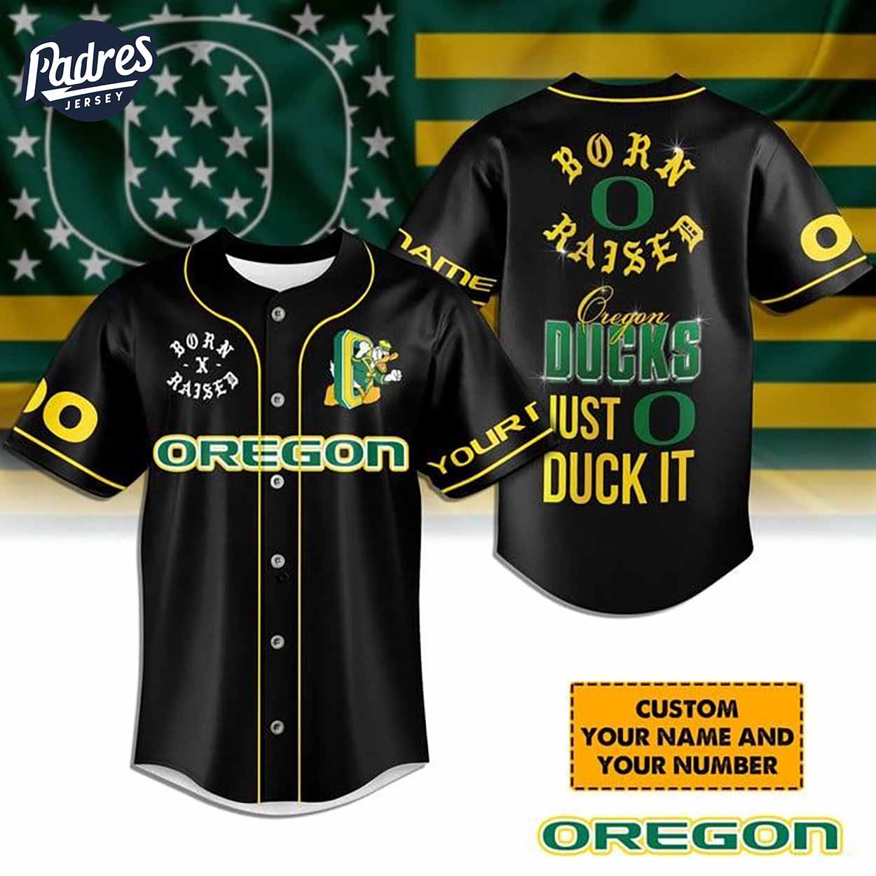 Custom Oregon Ducks Born And Raised Football Baseball Jersey - Padres Jersey Oasis: Elevate Your Baseball Style Game