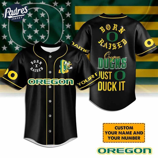 Custom Oregon Ducks Born And Raised Football Baseball Jersey - Padres Jersey Oasis: Elevate Your Baseball Style Game