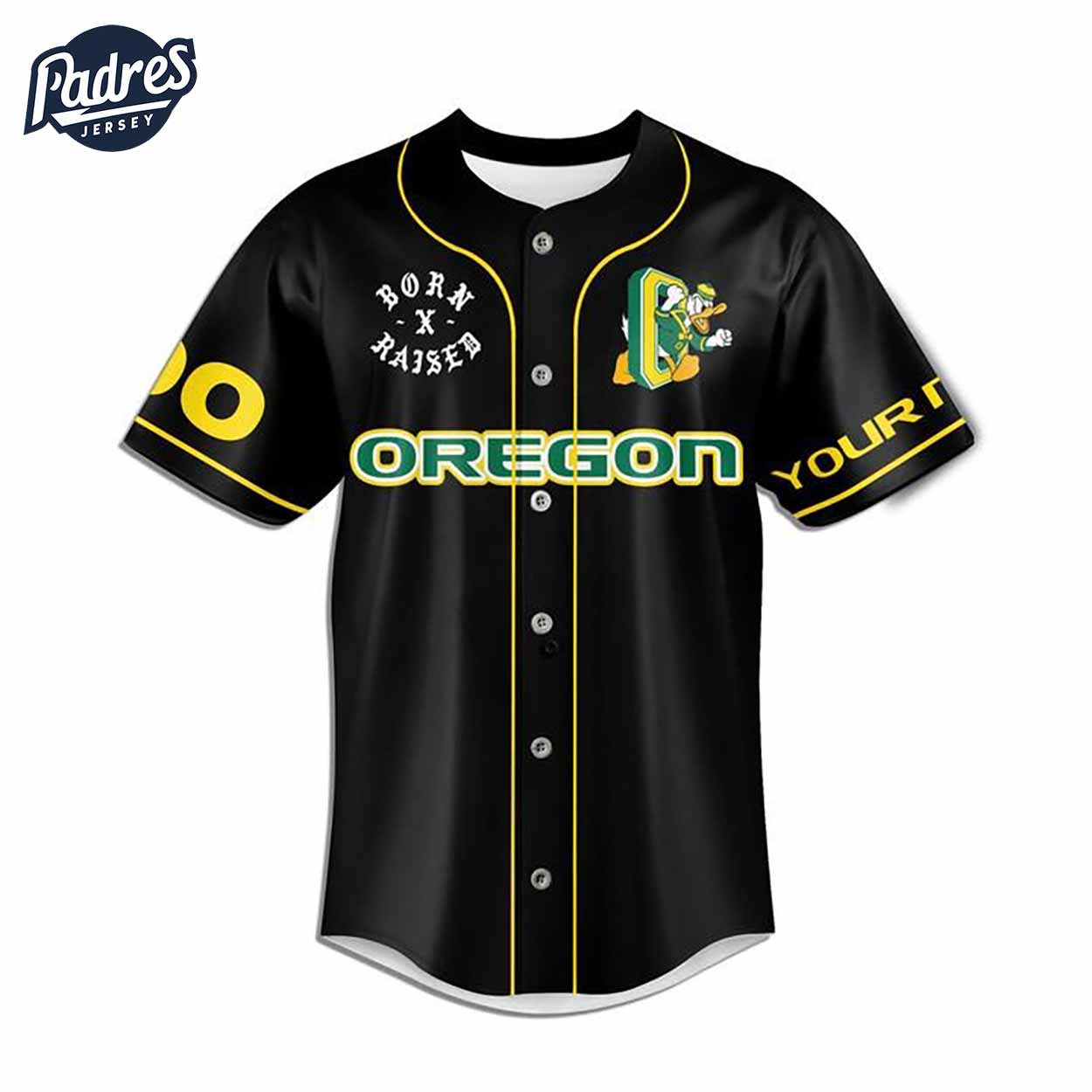 Custom Oregon Ducks Born And Raised Football Baseball Jersey - Padres Jersey Oasis: Elevate Your Baseball Style Game