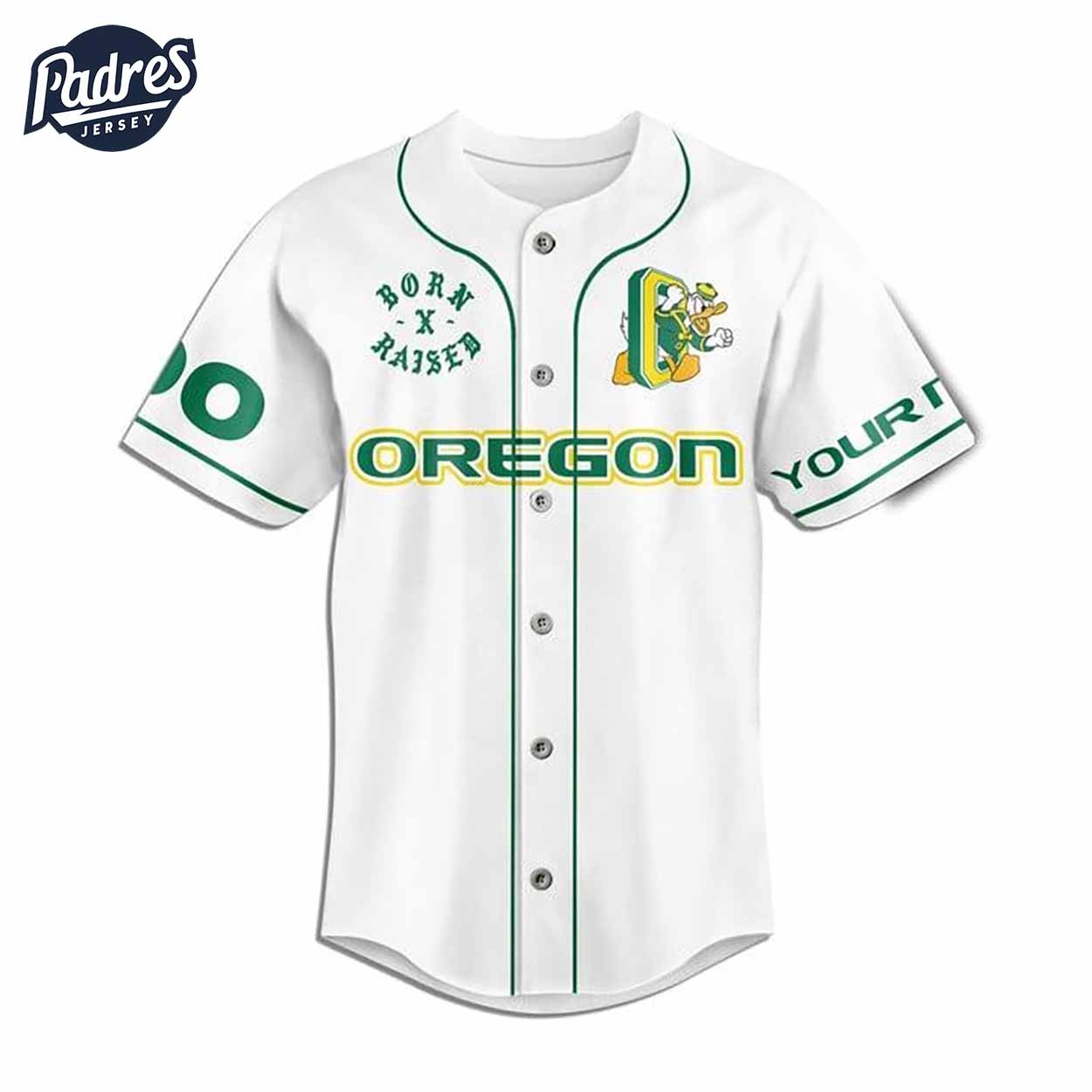 Custom Oregon Ducks Born And Raised Football White Baseball Jersey - Padres Jersey Oasis: Elevate Your Baseball Style Game