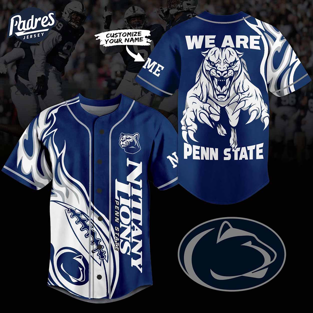 Custom Penn State Nittany Lions Football Baseball Jersey - Padres Jersey Oasis: Elevate Your Baseball Style Game
