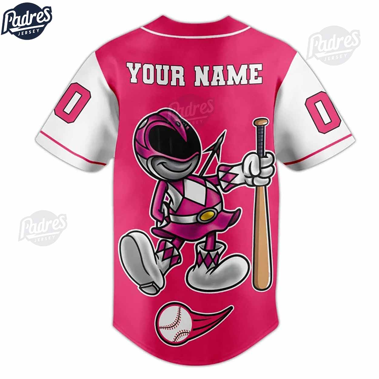 Custom Power Rangers Pink Ranger Baseball Jersey - Padres Jersey Oasis: Elevate Your Baseball Style Game