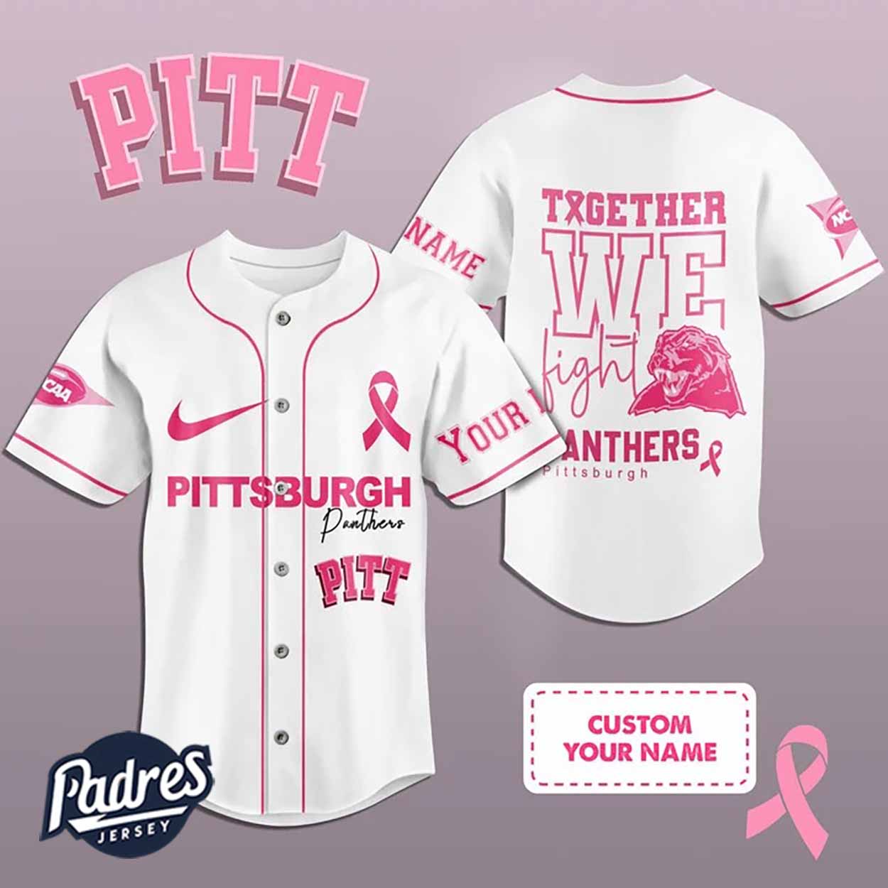 Custom Pittsburgh Panthers Breast Cancer Baseball Jersey - Padres Jersey Oasis: Elevate Your Baseball Style Game