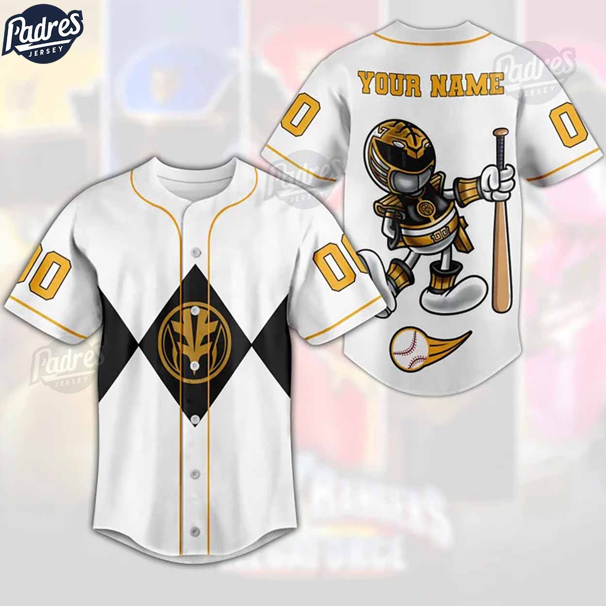 Custom Power Rangers White Ranger Baseball Jersey - Padres Jersey Oasis: Elevate Your Baseball Style Game