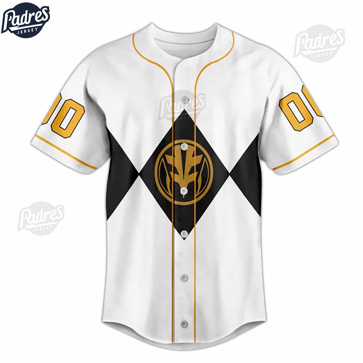 Custom Power Rangers White Ranger Baseball Jersey - Padres Jersey Oasis: Elevate Your Baseball Style Game