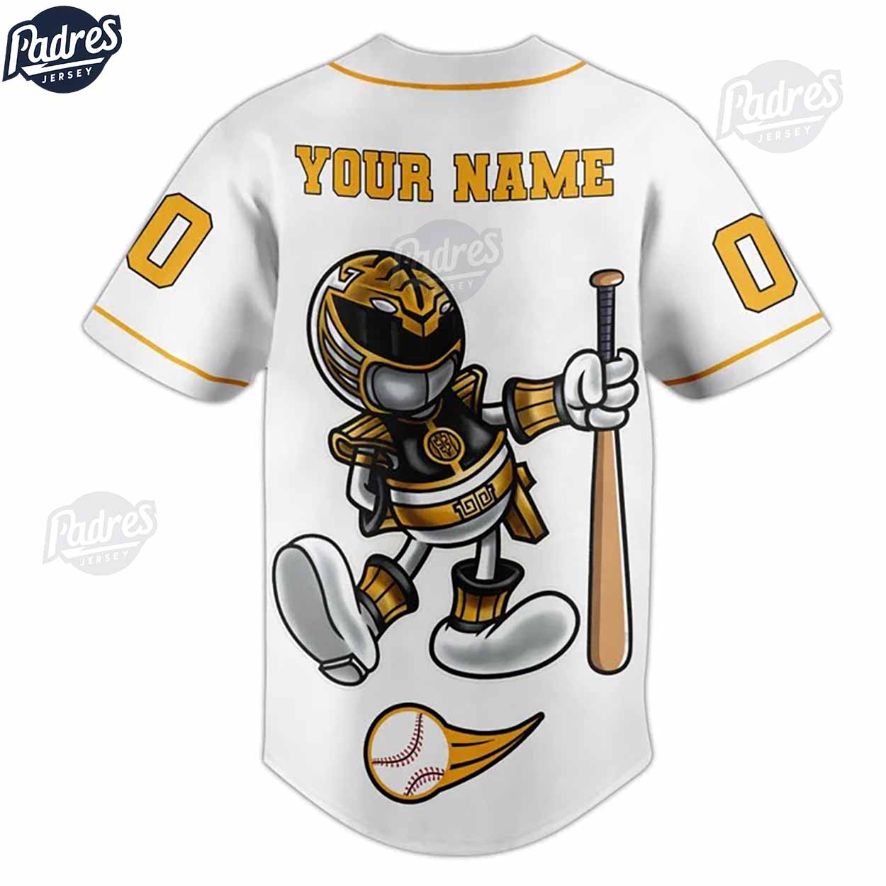 Custom Power Rangers White Ranger Baseball Jersey - Padres Jersey Oasis: Elevate Your Baseball Style Game