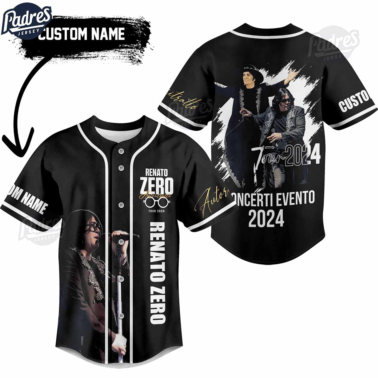 Custom Renato Zero I Concerti Evento 2024 Baseball Jersey - Padres Jersey Oasis: Elevate Your Baseball Style Game