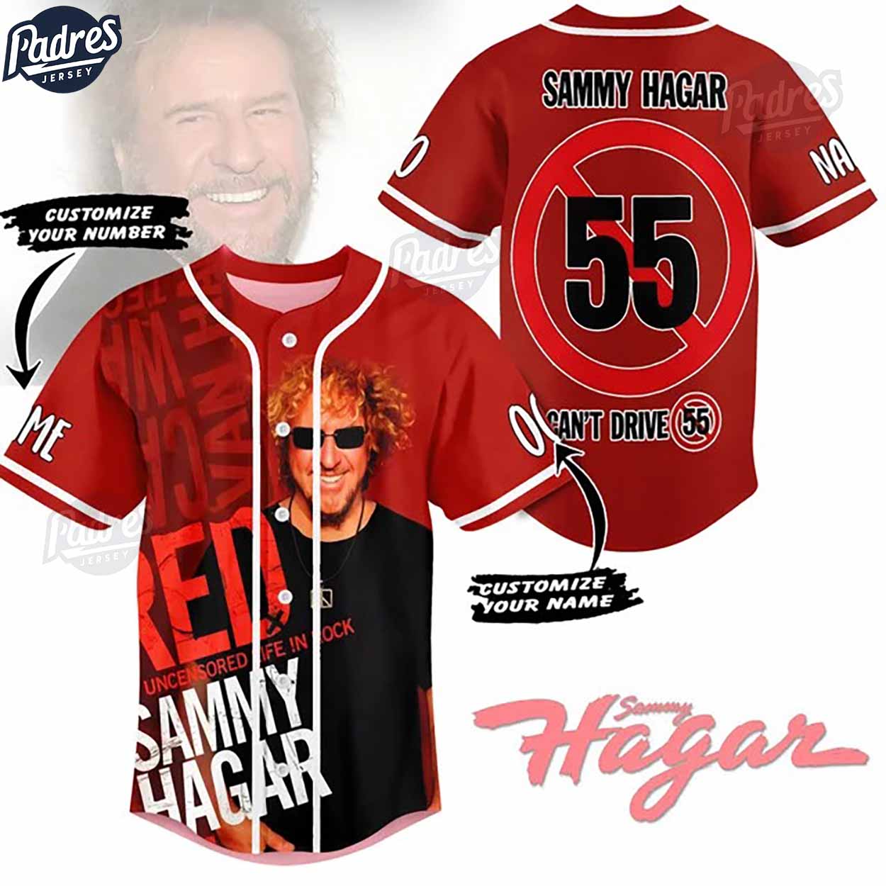 Custom Sammy Hagar I Can't Drive 55 Baseball Jersey - Padres Jersey Oasis: Elevate Your Baseball Style Game