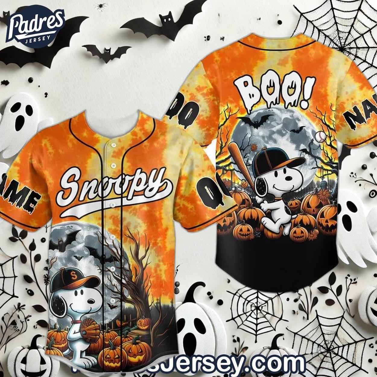 Custom Snoopy Boo Halloween Baseball Jersey - Padres Jersey Oasis: Elevate Your Baseball Style Game