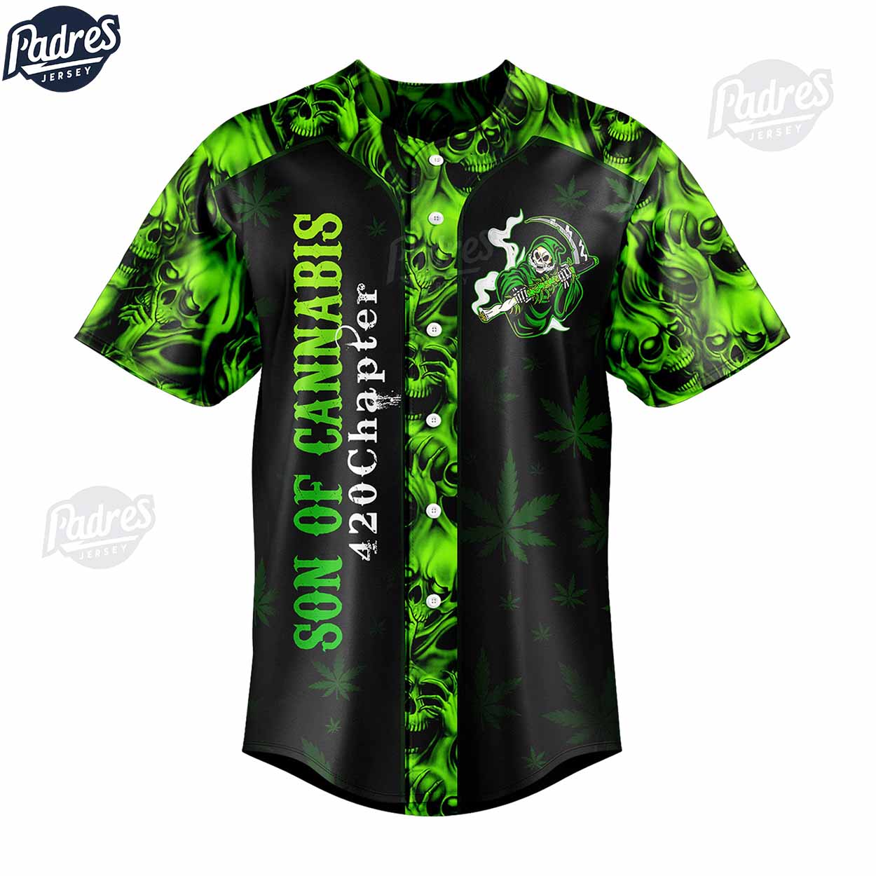 Custom Sons Of Cannabis Skull Baseball Jersey - Padres Jersey Oasis: Elevate Your Baseball Style Game